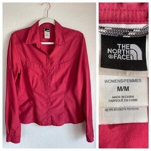 The North Face Pink Long Sleeve Performance Buttondown with Side Vents - Size M